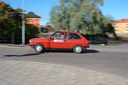 Vid Fisktorget i Falun filmades testbilarna under en period.