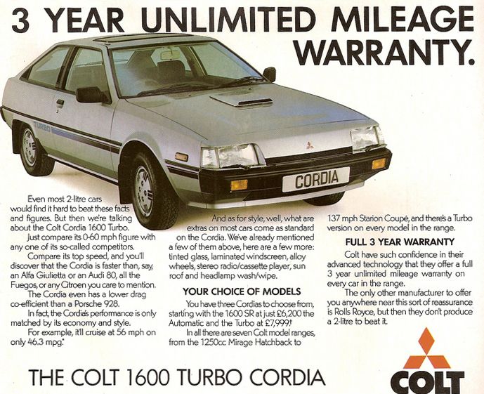 Mitsubishi Cordia 1600GS, en sport-Colt 1986.