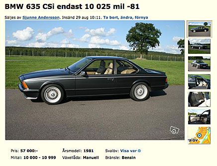 Eller varför inte en BMW 635 för 57 000 kronor - redan en klassiker!