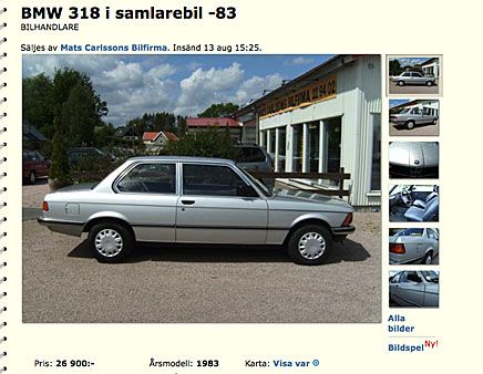 Den kom på 1970-talet men fanns till 1983. Första versionen av BMW 3-serien är självklart välkommen till Grytsberg!