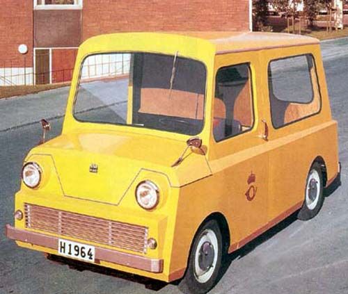 Låda från Sverige, detta är prototypen till Tjorven 1964, slutresultatet blev inte fullt lika kantigt.