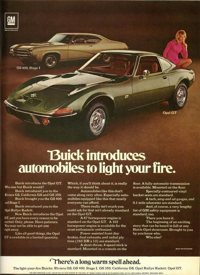 Buick-Opel har också skrivits om här tidigare, sportiga GT blev populär over there