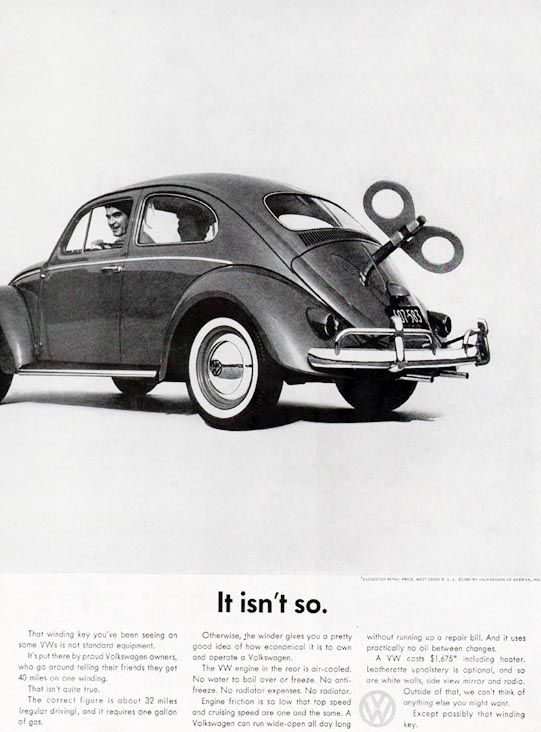 Volkswagen däremot blev en storsäljare, här annons från 1960