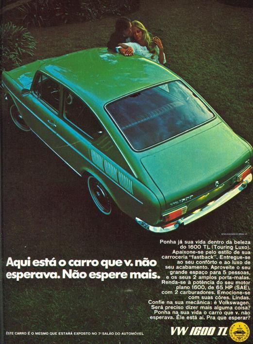 Volkswagen 1600TL 1971, typ 3 modellen hade egen form i Brasilien, fanns även som fyrdörrars sedan.