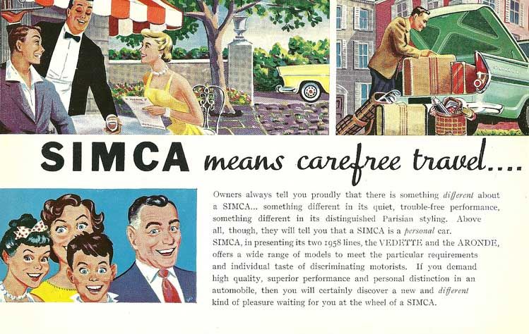 Även Simca tog sig in på USA-marknaden med den mycket USA-influerade Vedetten