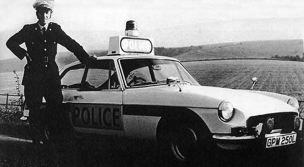 MGB tjänstgjorde även som polisbil, här från Sussex 1972.