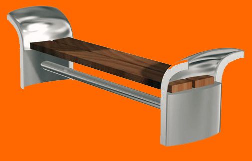elegant parkbänk, en av flera designer för offentliga rummet som finns på skissbordet