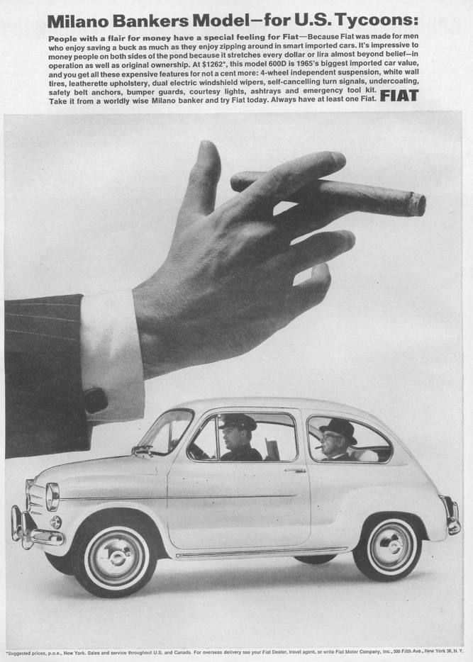 Hybris från Fiat, trodde dom på allvar att i Europa åkte finansmagnater Fiat 600 med privatchaufför?