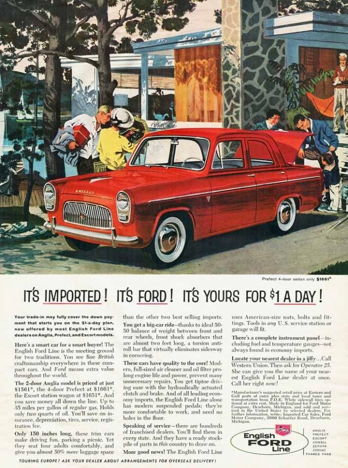 Ford importerade själva europa-Fordar till USA och Kanada, som till exempel Prefect