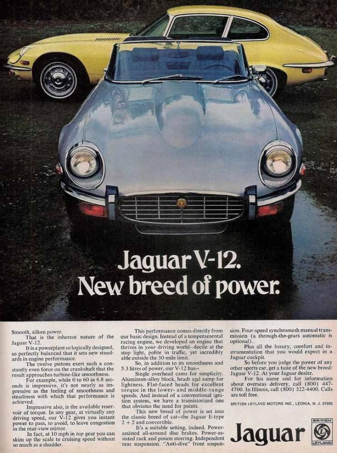 Jaguar E-type blev en instant hit, här 1973 års mdoeller