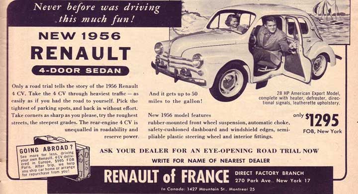 Renault 4CV, Kanada 1956