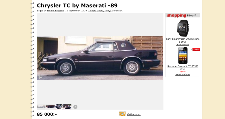 Chrysler TC med Maserati-meckad motor och hardtop med Liberace-feeling. Succé-garanti!
