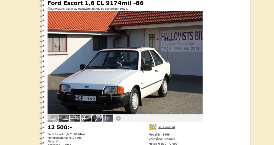 Krispig Escort med skyport och originalkapslar och ett regnummer bara en mor kan älska - mot Bankomaten!
