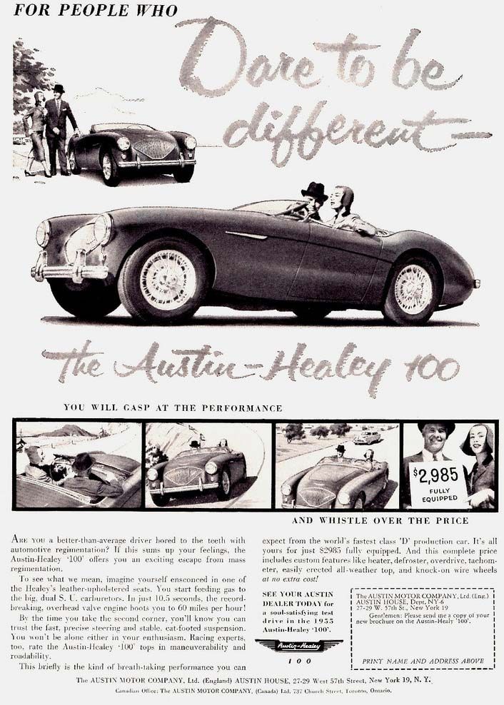 De engelska sportvagnarna blev snabbt populära i Amerika, som Austin-Healey
