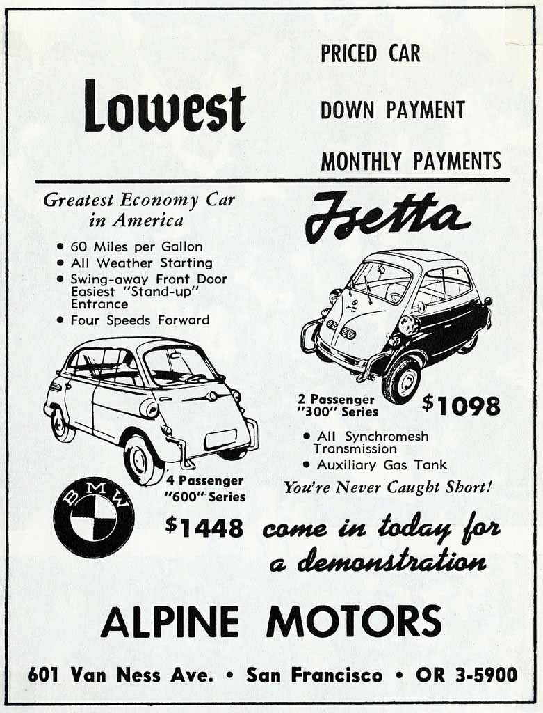 Mikrobilarna hade sin höjdpunkt i Europa under 1950-talet, i USA slog dom av någon underlig anledning aldrig igenom . Trots att Isetta även hade självaste Cary Grant som dragplåster blev det bara en parentes i historien.