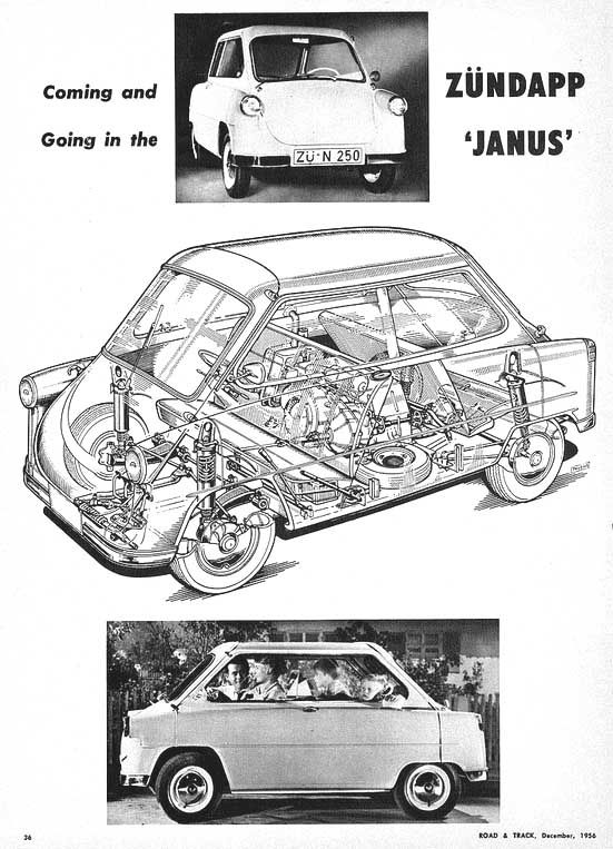 Ja, även lilla egendomliga Zündapp Janus fick prova på det ljuva livet i USA, om än kortvarigt, den blev inte så långlivad på hemmaplan heller.