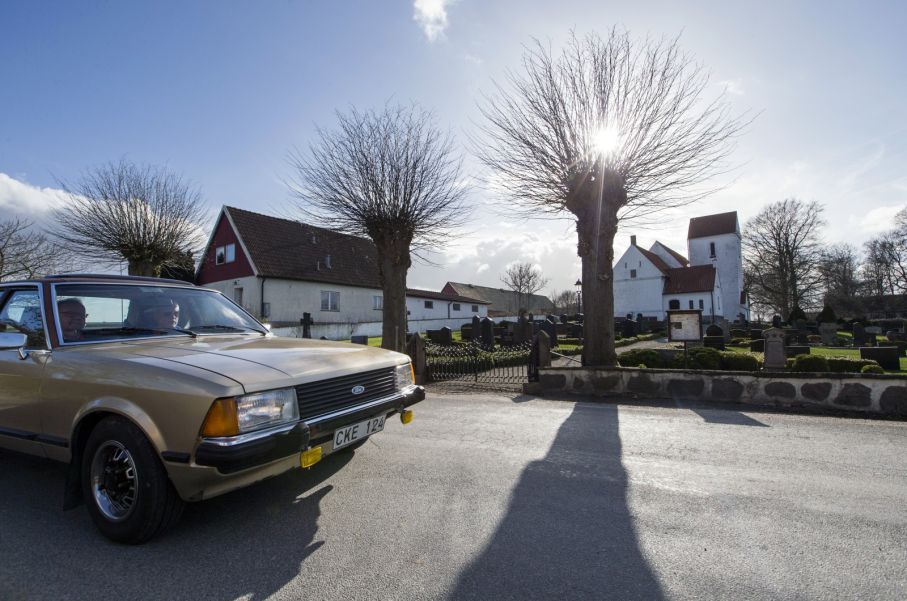 Med Ford Granada på Sverigeresa i södra Skåne.