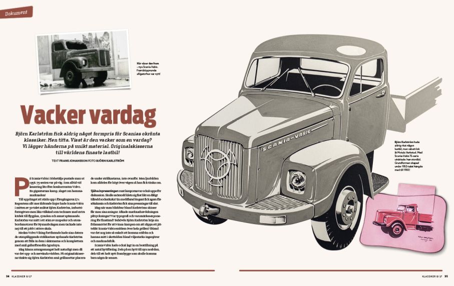 Unika skisser och bilder från utvecklingsarbetet av en svensk samhällsbyggare – Scania L75.