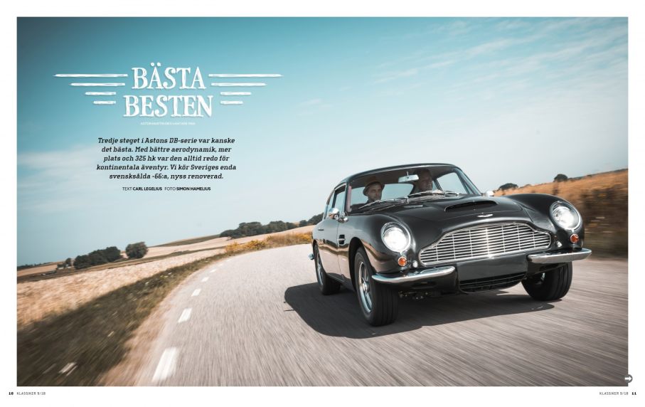 Första ägare var Atlas Oil Company – låter som hämtat direkt ur en spionthriller. Vi kör en alldeles nyrenoverad Aston Martin DB6 Vantage.